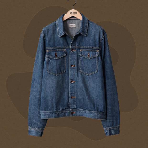 <p>The Dylan Jacket is a bestseller that exemplifies Todd's approach to reimagining classic designs with superior materials. This rendition, created in 100-percent cotton selvedge denim, is available in two colorways: a true indigo hue in medium and a faded wash for a vintage-inspired look. The jacket retains the stalwart trucker silhouette but offers a slimmer fit for the modern man.</p><p>[$298; <a href="https://go.skimresources.com?id=106246X1712071&xs=1&xcust=mj-bestdenimjackets-jzavaleta-080423-update&url=https%3A%2F%2Fwww.toddsnyder.com%2Fproducts%2Fselvedge-denim-jacket-medium-wash" rel="noopener" target="_blank" data-ylk="slk:toddsnyder.com;elm:context_link;itc:0;sec:content-canvas" class="link ">toddsnyder.com</a>]</p>