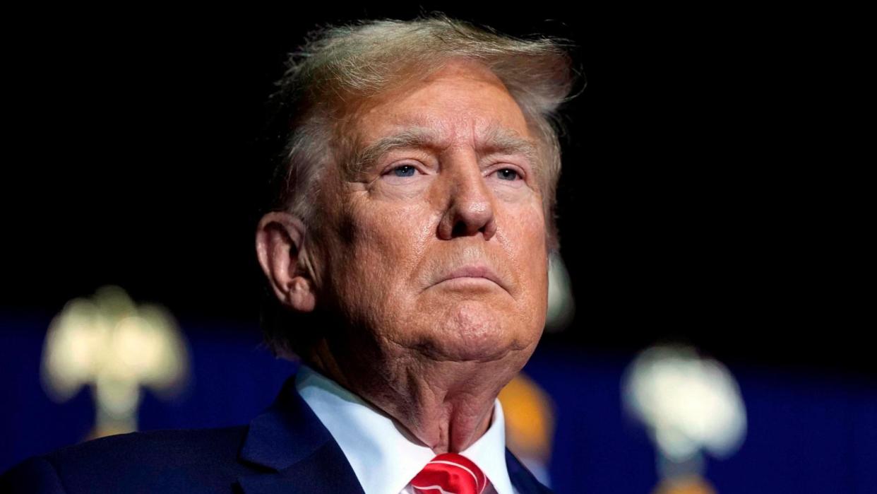 PHOTO: Republican presidential candidate former President Donald Trump speaks at a campaign rally, March 9, 2024, in Rome Ga. (Mike Stewart/AP, FILE)