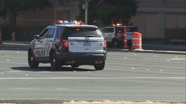PHOTO: Law enforcement vehicles are shown along the Las Vegas Strip where multiple people were stabbed on Oct. 6, 2022, in Las Vegas. (KTNV)