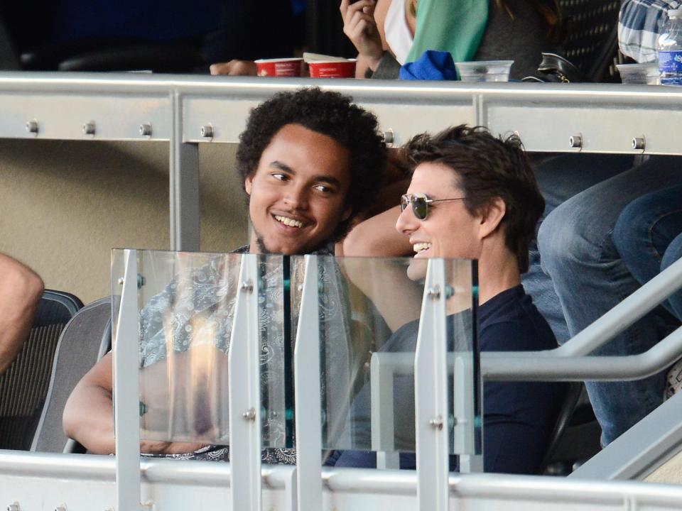 Connor Cruise and Tom Cruise at a 2013 Los Angeles Dodgers game.