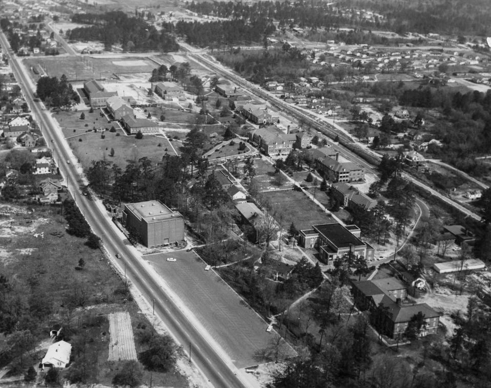 An aerial view of what was called Fayetteville State Teachers College in 1960. In 1963 it was renamed Fayetteville State College and in 1969 it was formally renamed Fayetteville State University.