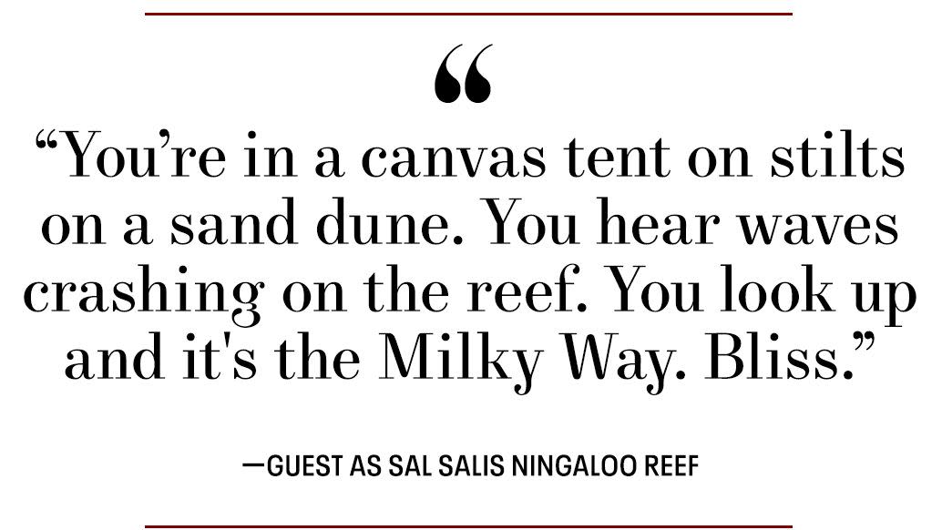 youre in a canvas tent on stilts on a sand dune you hear waves crashing on the reef you look up and its the milky way blissguest as sal salis ningaloo reef
