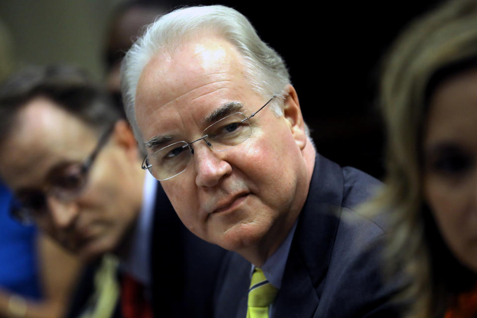 Secretary of Health and Human Services Tom Price attends a listening session on&nbsp;health care reform at the White House on June 20. (Photo: Carlos Barria / Reuters)