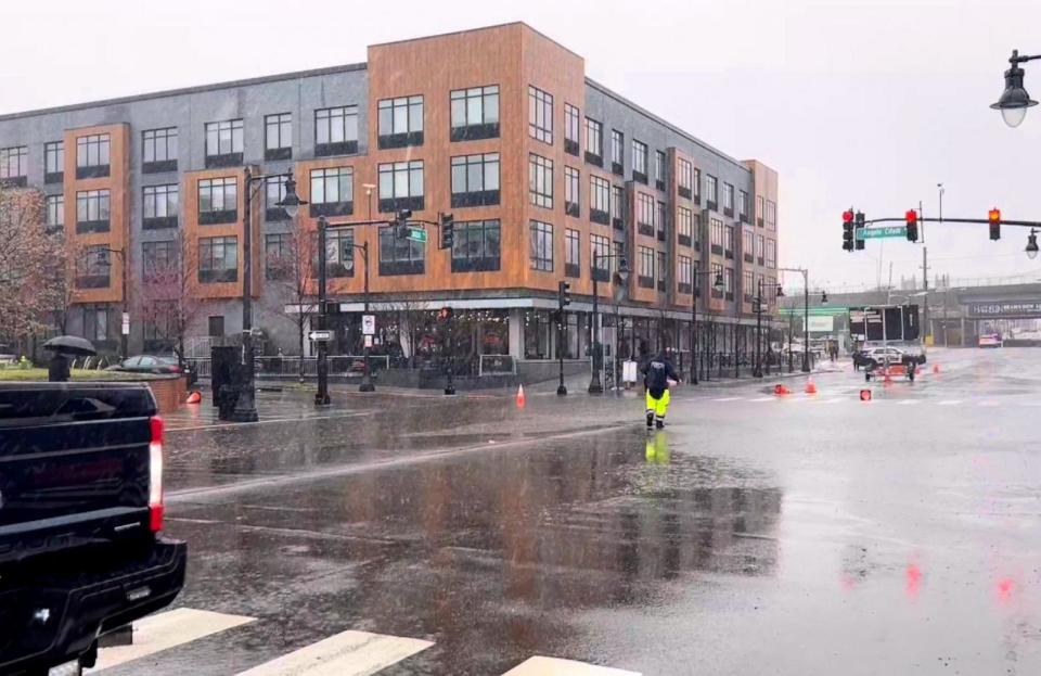 PHOTO: Flooding is shown at an intersection in Harrison, New Jersey, on March 23, 2024. (ABC News)