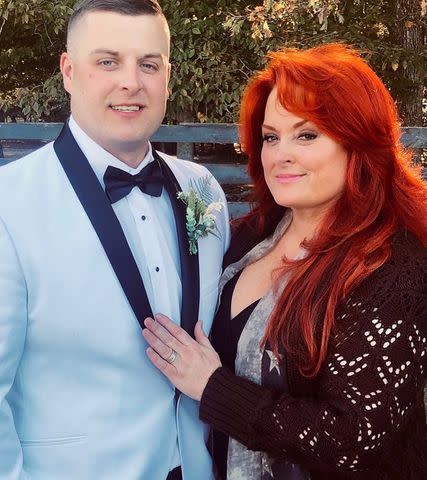 <p>Wynonna Judd/ Instagram</p> Elijah and Wynonna Judd on Elijah's wedding day in 2020.