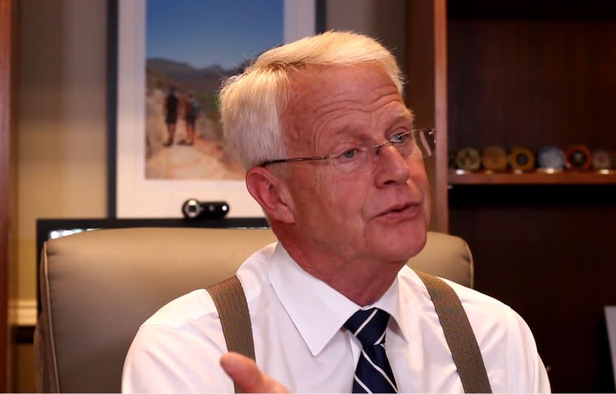 <strong><em>Tennessee Sen. Jon Lundberg discusses the ad campaign that’s had an ethics complaint filed against it. (Photo: WJHL)</em></strong>