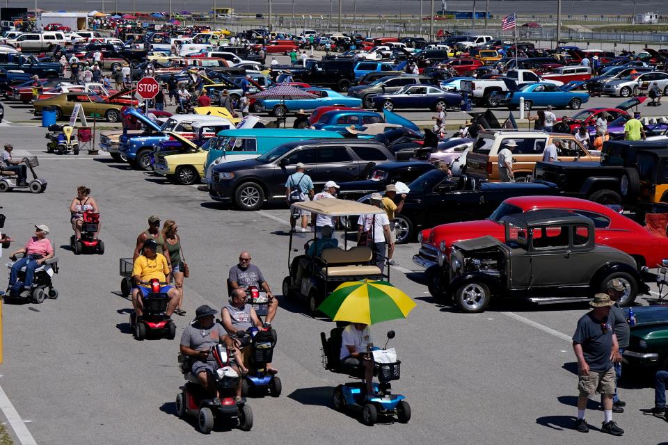 Classic-car fans convene at Daytona International Speedway for the Spring Turkey Run, an annual show and swap meet that features more than 7,000 classic and collectible cars. The event runs through Sunday in Daytona Beach.