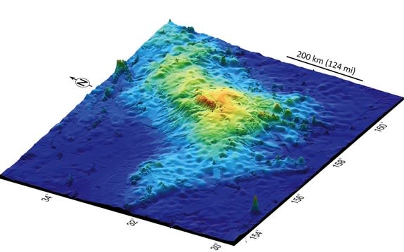 A 3D map of Tamu Massif, the world's biggest volcano.