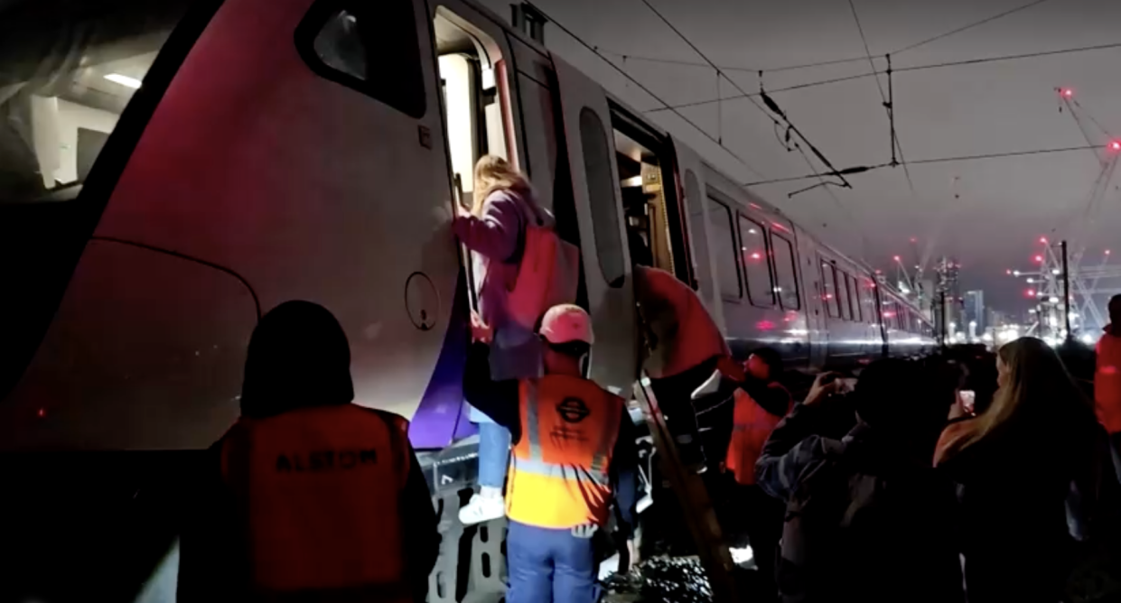 Passengers were eventually walked along the tracks by staff. (Reuters)