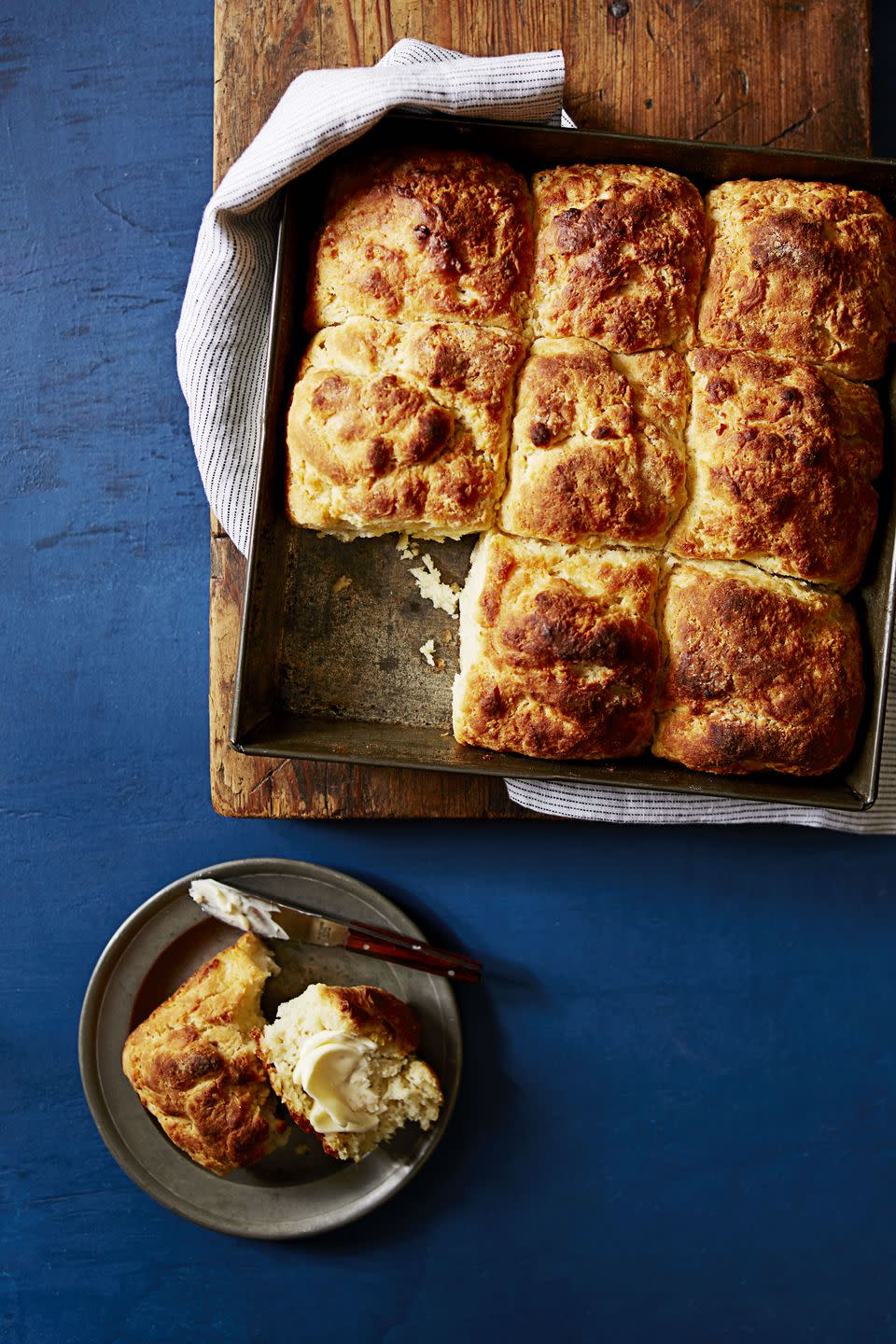 <p>Nothing beats a home-baked biscuit. When served with an assortment of jams, cheeses and honey, these flaky biscuits are as good as it gets.</p><p>Get the <strong><a href="https://www.goodhousekeeping.com/food-recipes/a12145/quick-n-easy-southern-biscuits-recipe-ghk0714/" rel="nofollow noopener" target="_blank" data-ylk="slk:Quick 'n' Easy Southern Biscuits recipe;elm:context_link;itc:0;sec:content-canvas" class="link ">Quick 'n' Easy Southern Biscuits recipe</a>.</strong></p>