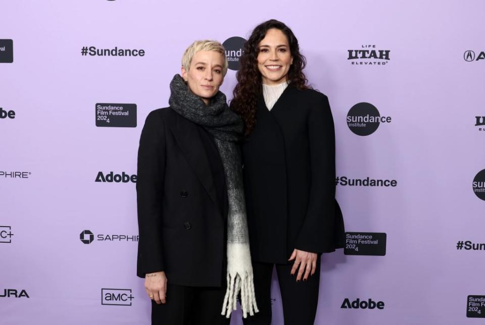 Megan Rapinoe and Sue Bird attend the "Sue Bird: In The Clutch" Premiere during the 2024 Sundance Film Festival at Eccles Center Theatre on January 21, 2024 in Park City, Utah.