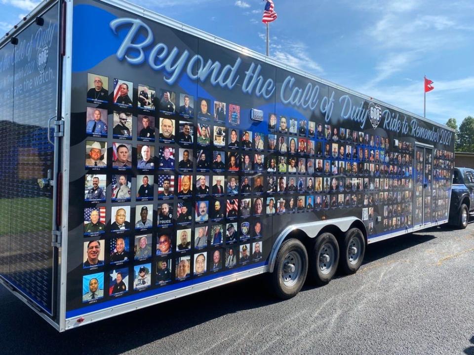 The mobile “Beyond the Call of Duty—End of Watch Ride to Remember” memorial.