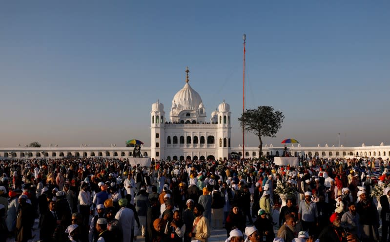 Indian Sikh pilgrims visit the Gurdwara Darbar Sahib in Kartarpur