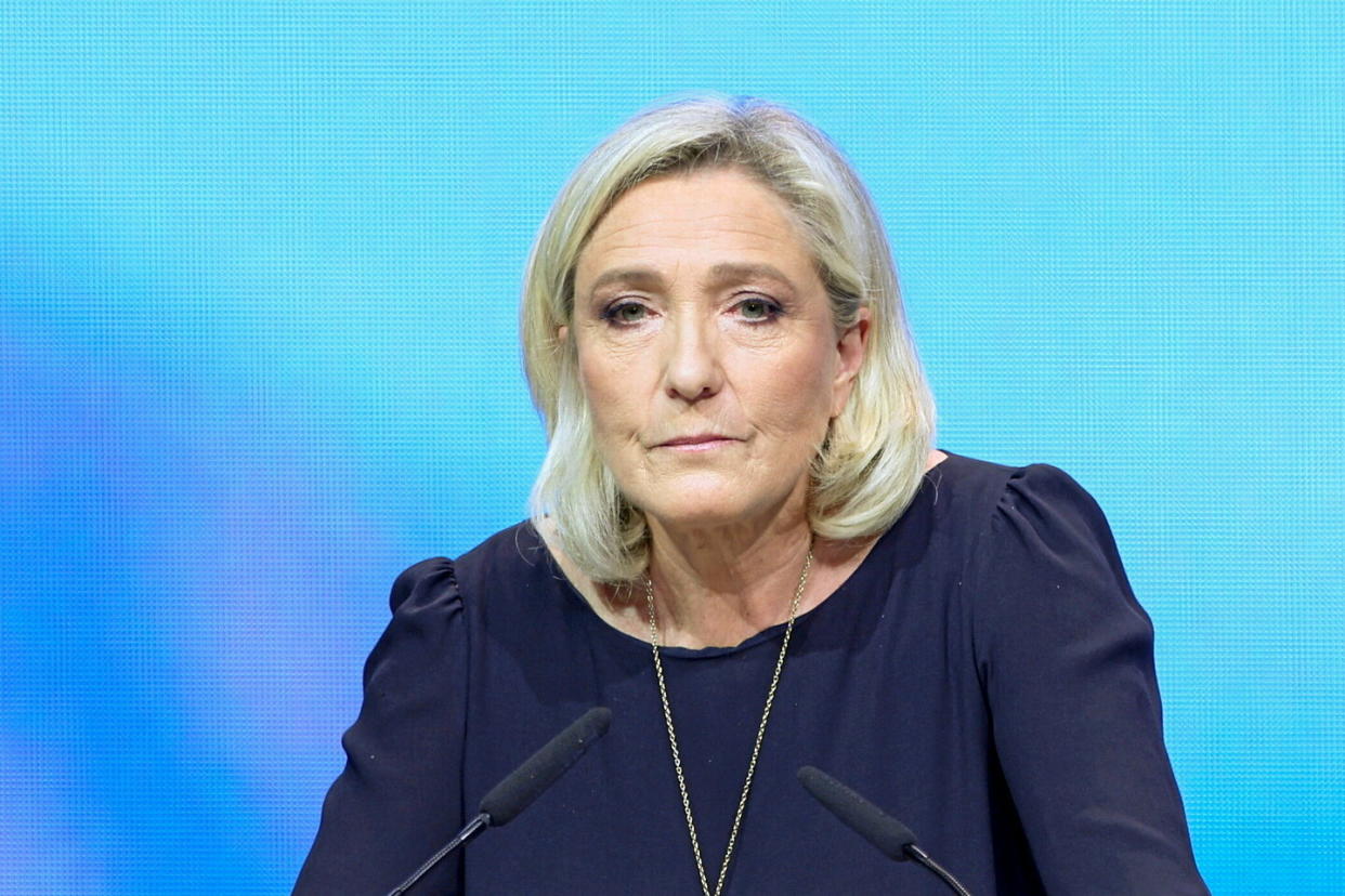 Marine Le Pen le 1er mai à Perpignan lors d'un meeting pour les élections européennes.  - Credit:Manon Cruz / REUTERS