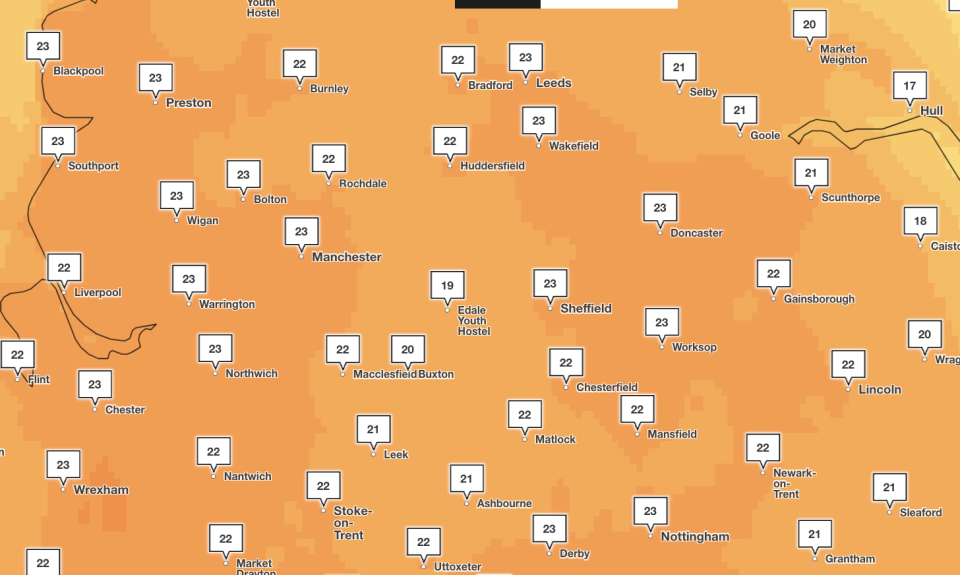 Manchester will see the mercury hit 23C as weather continues to be favourable this weekend. (Met Office)