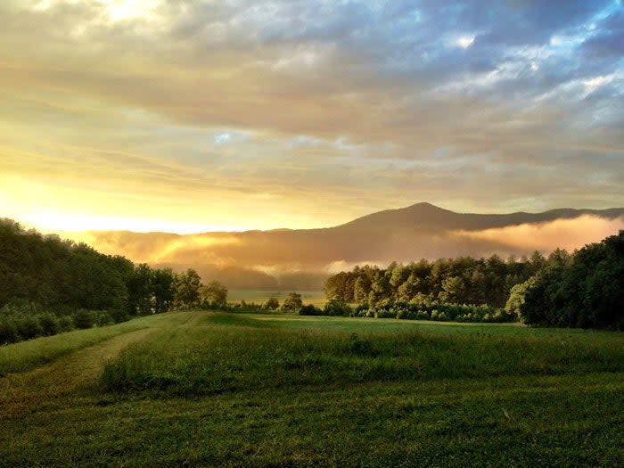 Sunset in Cades Cove, a pioneer town in Great Smoky National Park