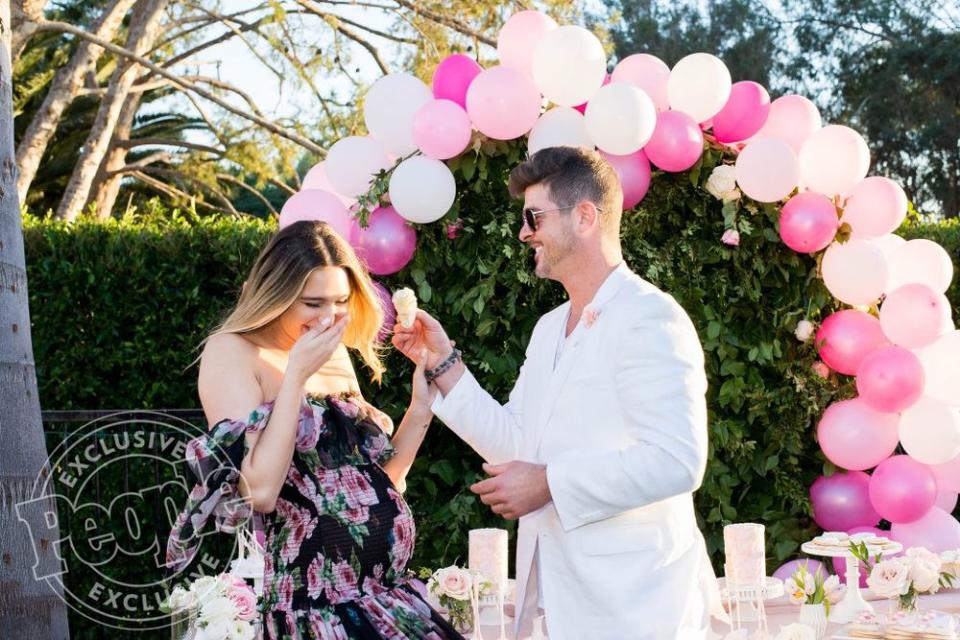 Robin Thicke and April Love Geary at their baby shower