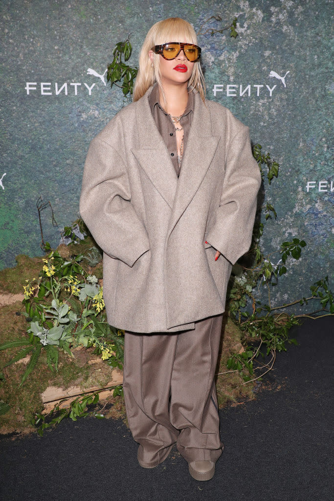 LONDON, ENGLAND - APRIL 17: Rihanna attends the FENTY x PUMA Creeper Phatty Earth Tone Launch Party at Tobacco Dock on April 17, 2024 in London, England. (Photo by Neil Mockford/WireImage) (Photo by Neil Mockford/WireImage)
