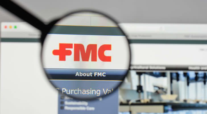 A magnifying glass zooms in on the FMC Corporation (FMC) website.