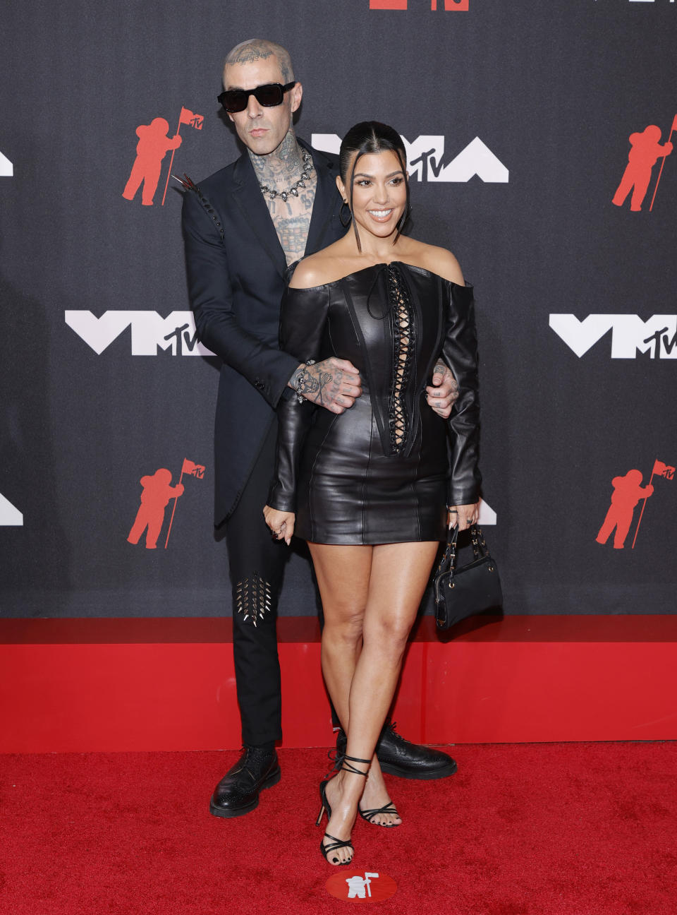 Travis Barker and Kourtney Kardashian attend the 2021 MTV Video Music Awards at Barclays Center on September 12, 2021 in the Brooklyn borough of New York City. (Photo by Jason Kempin/Getty Images)