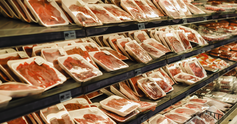 Meat Section in Grocery Store