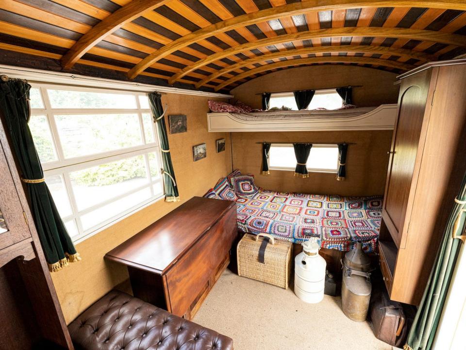 The interior of the 1914 Ford Model T motor caravan.