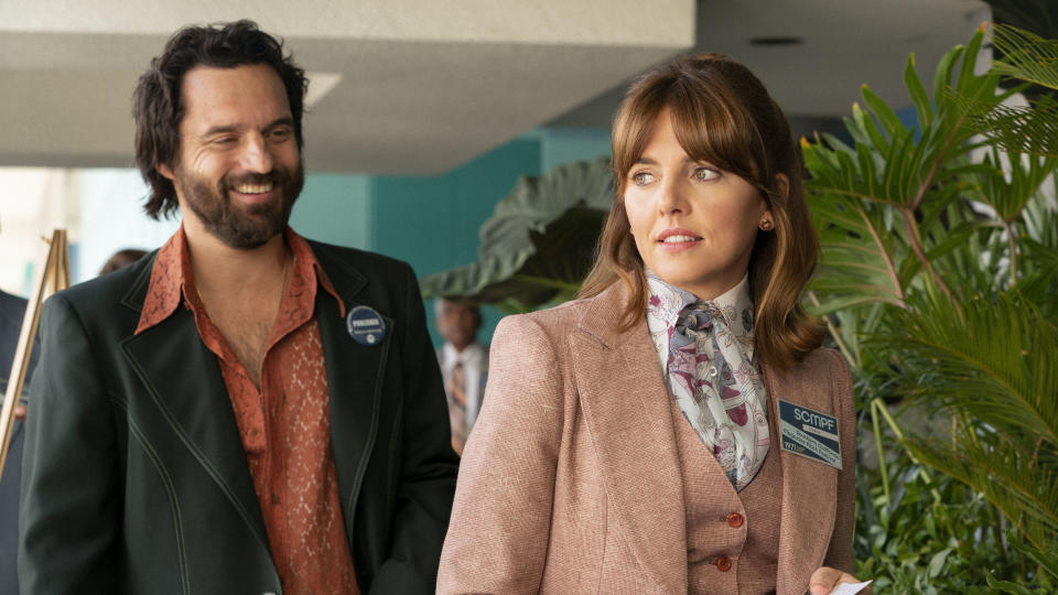 Jake Johnson and Ophelia Lovibond star in comedy series Minx. (Paramount)                             