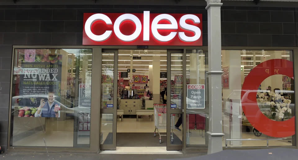 Coles supermarket shopfront.