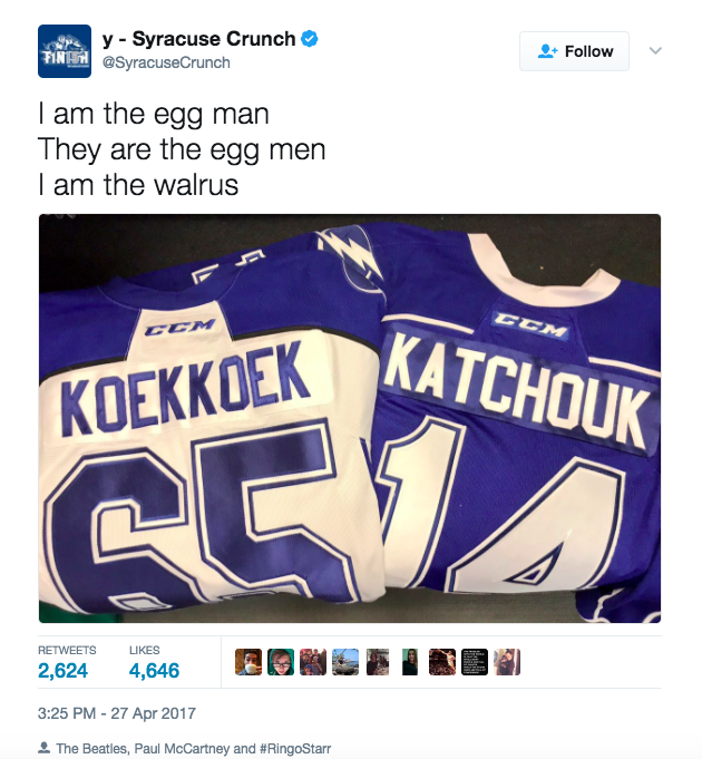 Syracuse Crunch Twitter page. 