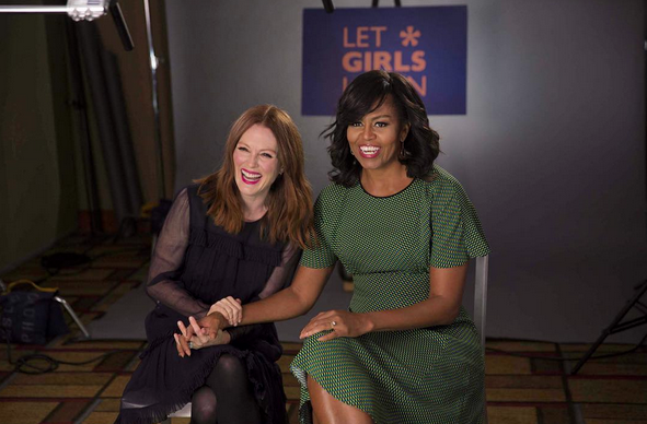 First lady Michelle Obama, who participated in a panel discussion on “Media With Purpose” with actress Julianne Moore at the American Magazine Media conference in NYC: “@JulianneMoore is right. Together, we can empower the next global generation. #LetGirlsLearn” -@michelleobama (Photo: Instagram)