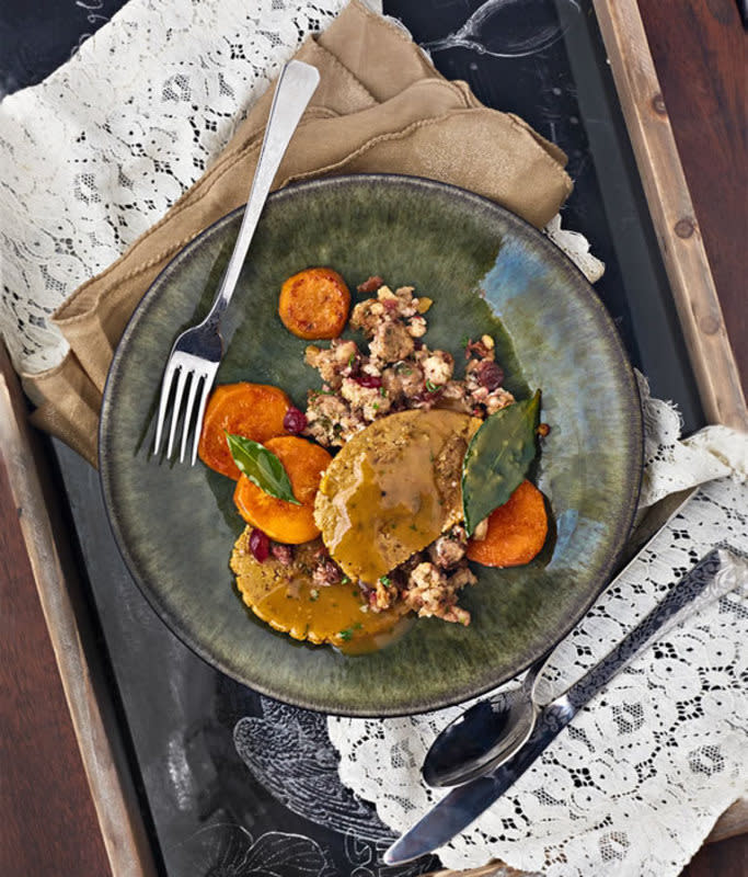 <p>Kate Lewis</p><p>With a slow cooker and this easy vegan slow cooker seitan recipe, you’ll get all the flavors of Thanksgiving with almost no work at all. Plus your budget won’t take a hit!</p><p><strong>Get the recipe: <a href="/842020/kathyhester/make-this-easy-vegan-slow-cooker-thanksgiving-for-two-or-just-you/" data-ylk="slk:Easy Vegan Slow Cooker Seitan;elm:context_link;itc:0;sec:content-canvas" class="link rapid-noclick-resp">Easy Vegan Slow Cooker Seitan</a></strong></p>