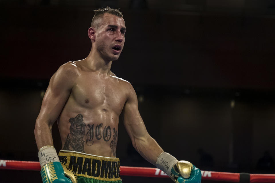 OXON HILL, MD - JULY 19: Maxim Dadashev returns to his corner after the tenth round of his junior welterweight IBF World Title Elimination fight against Subriel Matias (not pictured) at The Theater at MGM National Harbor on July 19, 2019 in Oxon Hill, Maryland. (Photo by Scott Taetsch/Getty Images)