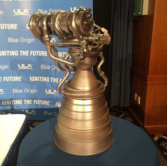 A model of Blue Origin's BE-4 rocket engine on display on Sept. 17, 2014.