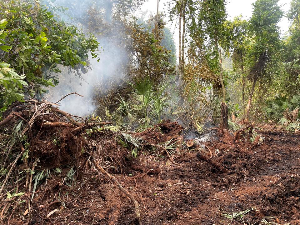 A brush fire in western St. Lucie County ignited by a lightning strike last Thursday near Bluefield Road was 95% contained earlier this week.