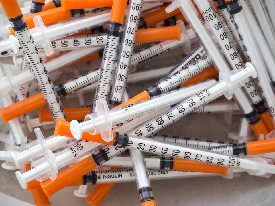 Pictured is a pile of used syringes.Residents say drug taking in the Melbourne has only worsened thanks to the introduction of the facility. 