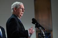 U.S. Senate Majority Leader McConnell speaks to reporters on Capitol Hill in Washington