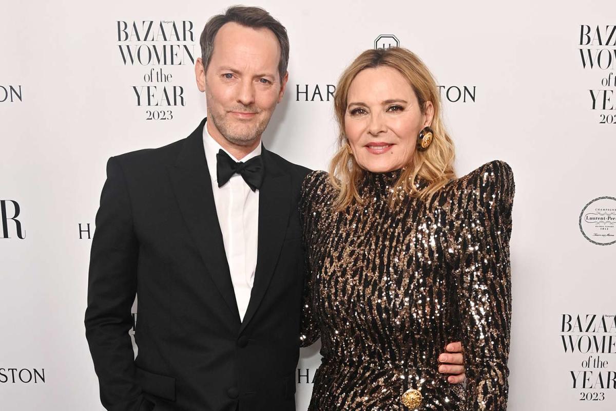 Kim Cattrall wears sequin mini dress