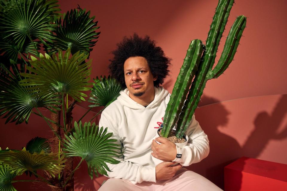 Eric André holds a cactus at the IMDb Portrait Studio at SXSW on March 10, 2023, in Austin, Texas.