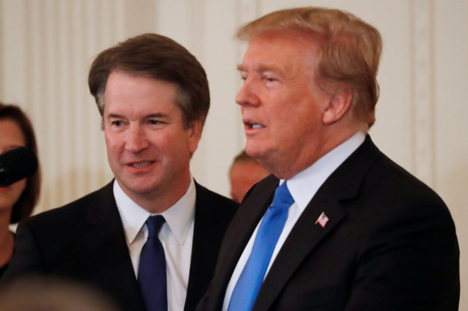 Kavanaugh and President Donald Trump&nbsp;after the announcement&nbsp;of his nomination to the Supreme Court, July 9. (Photo: Jim Bourg / Reuters)