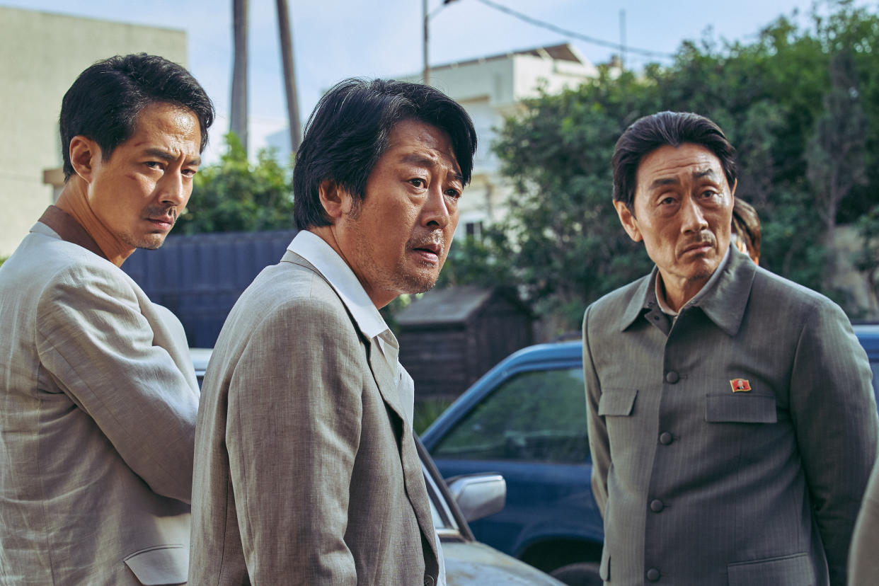  (Left to right) Jo In Sung, Kim Yoon Seok, and Heo Joon Ho in Escape From Mogadishu. (Photo courtesy of Golden Village Pictures)