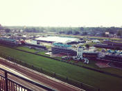 View from the top of the in the track at the 138th running of the Kentucky Derby at Churchill Downs in Louisville, Kentucky, May 5, 2012.