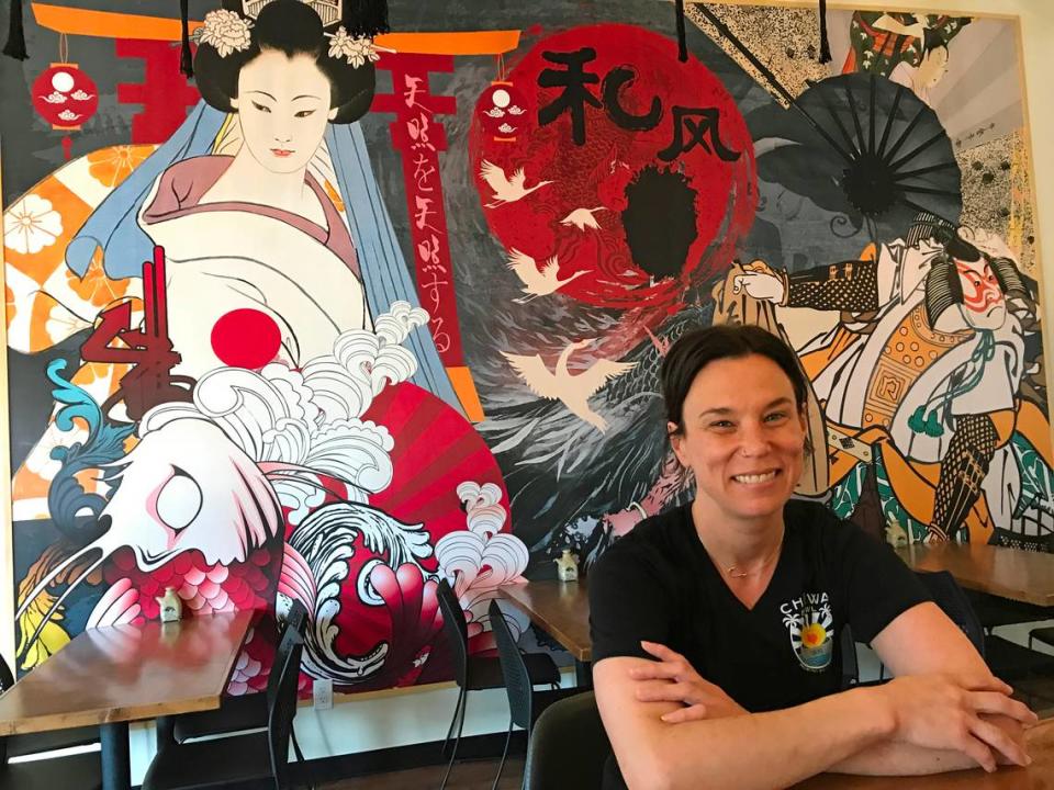 A 17-foot-wide mural sets the colorful stage at Katie Bosken’s recently expanded Chowa Bowl restaurant, which offers Asian fusion cuisine in Morro Bay.