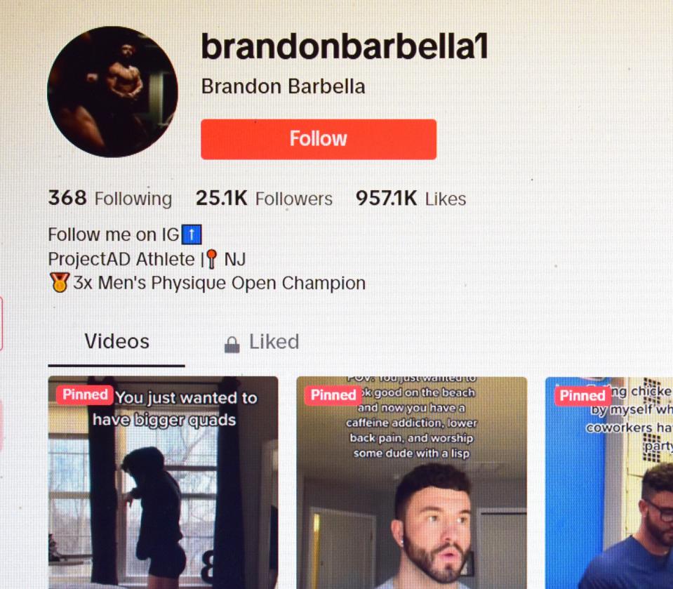 More than 25,000 people followed the TikTok page of Voorhees bodybuilder Brandon Barbella.