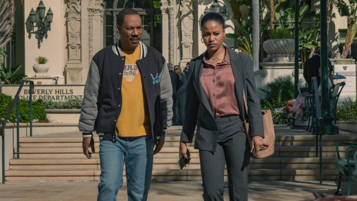  Eddie Murphy as Axel Foley and Taylour Paige as Jane Saunders in Beverly Hills Cop: Axel F. 