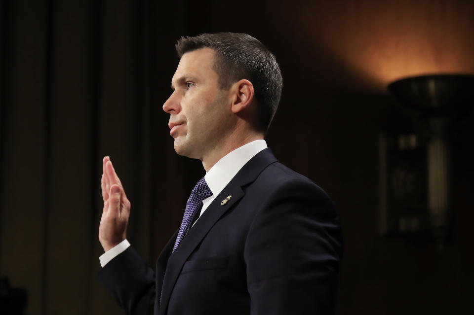 Customs and Border Protection Commissioner Kevin McAleenan is sworn in before a Senate Judiciary Committee hearing on 'Oversight of U.S. Customs and Border Protection' on Capitol Hill in Washington, Tuesday, Dec. 11, 2018. (AP Photo/Manuel Balce Ceneta)