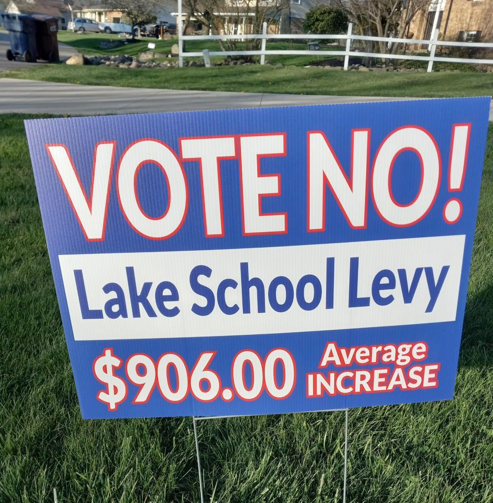 While Lake Local Schools has support for its 13-mill tax levy, there also are voters who oppose the May 2 ballot issue. They've put up their own signs.