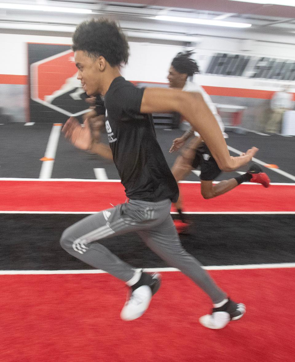 McKinley basketball standout Reed Simms Jr. works out at NST Sports Performance in North Canton.