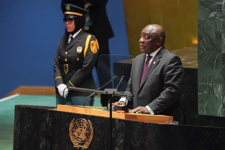 El presidente de Sudáfrica, Cyril Ramaphosa, en la 78ª Asamblea General de la ONU.
