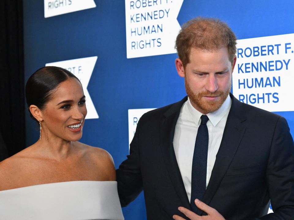 Prince Harry and Meghan Markle at the 2022 Robert F. Kennedy Human Rights Ripple of Hope Award Gala at the Hilton Midtown in New York on December 6, 2022.