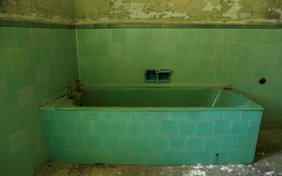 A bath tub in the ensuite bathroom of what was once Prince Philip's bedroom at Villa Guardamangia - Reuters